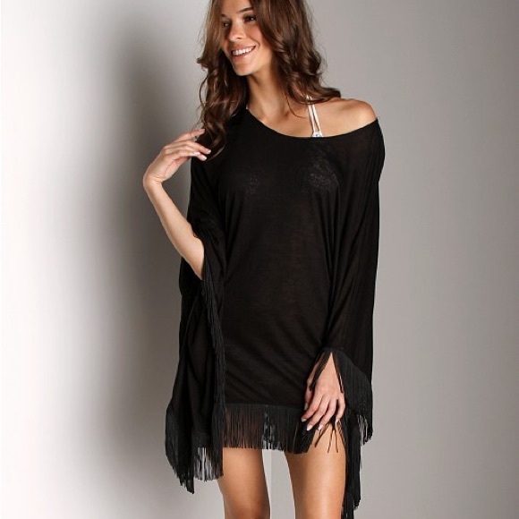 l*space Other - L*Space Ava Black Fringe Swim Cover Up